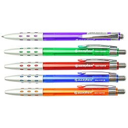 ручка автоматическая шариковая синяя  корпус прозрачный цветной