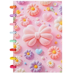 Блокнот 15,5*21см 80л на пластиковых кольцах в клетку "Цветы"