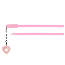 ручка шар. синяя  с брелоком "сердце"