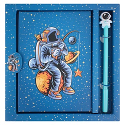 Блокнот 20,5*21 см  "Космос" с ручкой гелевой
