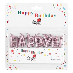 свечи для торта "happy birthday" цвет розовый