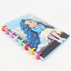 Блокнот 15,5*21см 80л на пластиковых кольцах в клетку "Девочка"