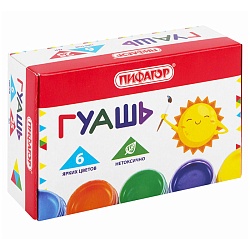 гуашь  6цв. "пифагор" по 25мл