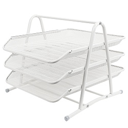 лоток горизонтальный металлический 3 секции белый