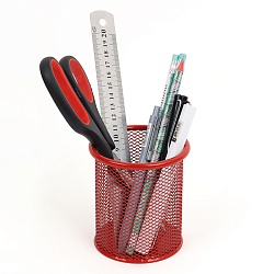 стакан металлический для канцелярских принадлежностей  круглый красный