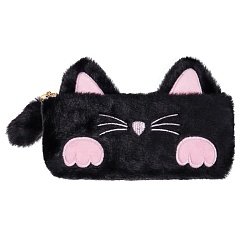 пенал меховой котик чёрный