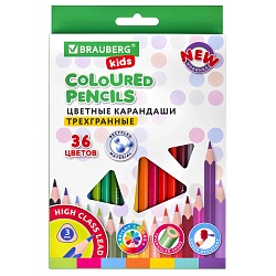 карандаши 36цв brauberg корпус трехгранный