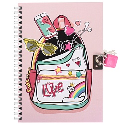 Блокнот 13*18см 48л на спирали с замочком и ключиками