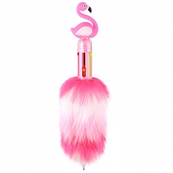 ручка  авт.  6-ти цветная "darvish" корпус фламинго с мехом