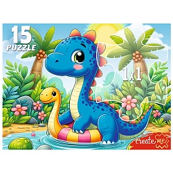 пазлы-макси 15 элементов динозаврик в пруду