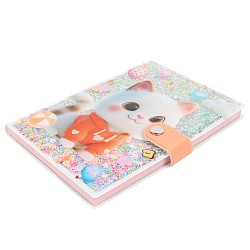 Блокнот 10,5*14,8 см 80л с обложкой ПВХ "Котик" на кнопке