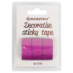 лента декоративная липкая  3шт/уп 15мм*3м "darvish" блёстки фуксия