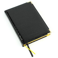 ежедневник недатированный  а5 152л grand croco (черный) обложка искусств. кожа , золотой срез мет.уг