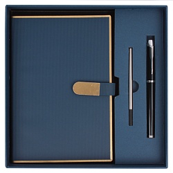 набор подарочный (ежедневник недатир.а5 с магнитной застежкой + ручка) синего цвета