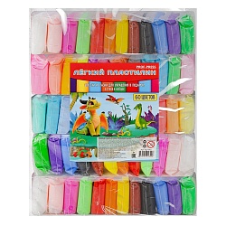 масса для лепки. лёгкий пластилин  60 цветов+3 стека+блёстки+глазки