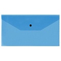 Папка-конверт на кнопке С6 150мкм прозрачная синяя
