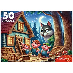 пазлы   50 элементов  три поросенка