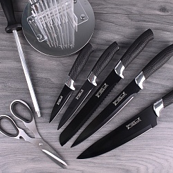 ножи в наборе 5шт. с ножницами, точилом и подставкой