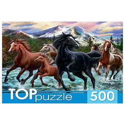 пазлы  500 элементов табун лошадей в горах