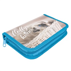 пенал 1отдел. 190*115мм  голубоглазый котенок с откидной планкой