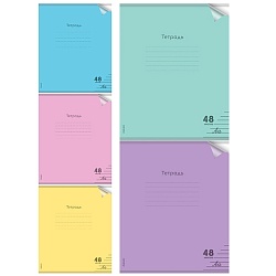 тетрадь  48л линейка "пастель"  обложка plastic cover