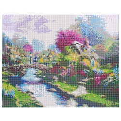 алмазная живопись  40*50см  красивая деревня у реки