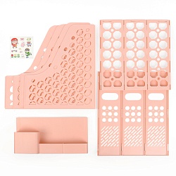 лоток вертикальный 3 отделения с горизонтальными  отсеками розовый