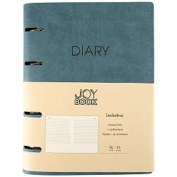 ежедневник недатированный  а5 136л joybook серый маренго на кольцах обложка искусств. кожа 