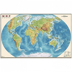карта мира физич. 1:35м лам. (в пластик. тубусе)