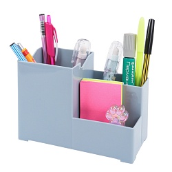 органайзер настольный пластиковый 3 отделения серо-голубой