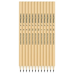 карандаши ч/г 12шт/уп "конструктор" 2т-т-тм-м-2м корпус черный шестигранный (набор)