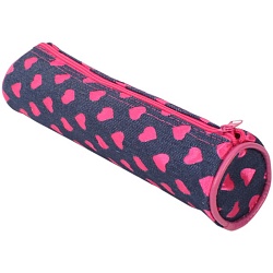 пенал мягкий тубус "darvish" джинс с рисунком "цветные сердечки"