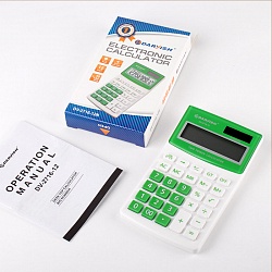 калькулятор настольный 12 разр.  "darvish" 80*134*21мм  бело/зелёный 