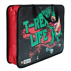 папка детская с ручками а4 пласт. с рисунком на молнии t-rex