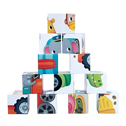 кубики пластиковые "зверотранспорт" 12шт