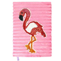 Блокнот 12*18,8см 60л "меховой" с рисунком из пайеток "фламинго"