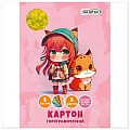 Картон цветной голографический  5л 5цв "Девочка с котиком" в папке 