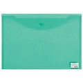 Папка-конверт на кнопке А3 "Brauberg" прозрачная зеленая 180мкм