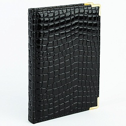 ежедневник недатированный  а5 152л iguana (черный) обложка искусств. кожа , золотой срез мет.уг