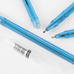 ручка шар. синяя "darvish" корпус прозрачный голубой