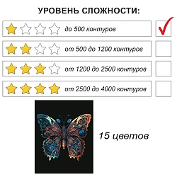рисование по номерам на чёрном холсте 40*50см  "бабочка"