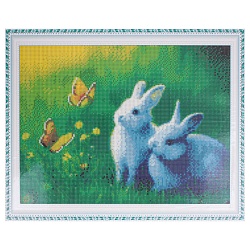 алмазная живопись  40*50см  два кролика и бабочки