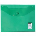 Папка-конверт на кнопке А5 "Brauberg" прозрачная зеленая 180мкм