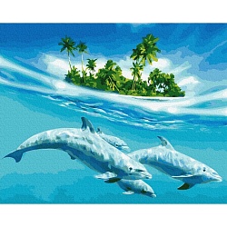 набор для творчества "рисование по номерам" 30*20см  дельфины