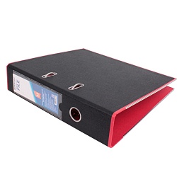 папка-регистратор  а4 7,5 см чёрная с красной  окантовкой