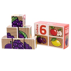 кубики пластиковые "фрукты" 6шт