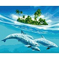 Набор для творчества "Рисование по номерам" 30*20см  Дельфины
