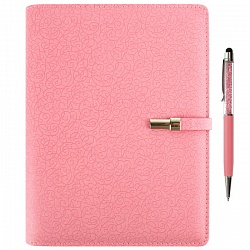 набор подарочный: ежедневник на кольцах а5 + ручка "darvish" (розовый)