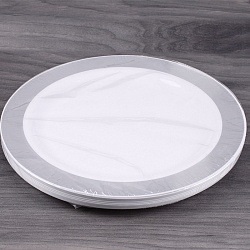 тарелки пластиковые 26см в наборе 12шт. круглые белые с серебристой полосой по кайме