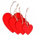 Подвеска деревянная "Сердце" 4шт/уп (набор) красного и белого цвета.